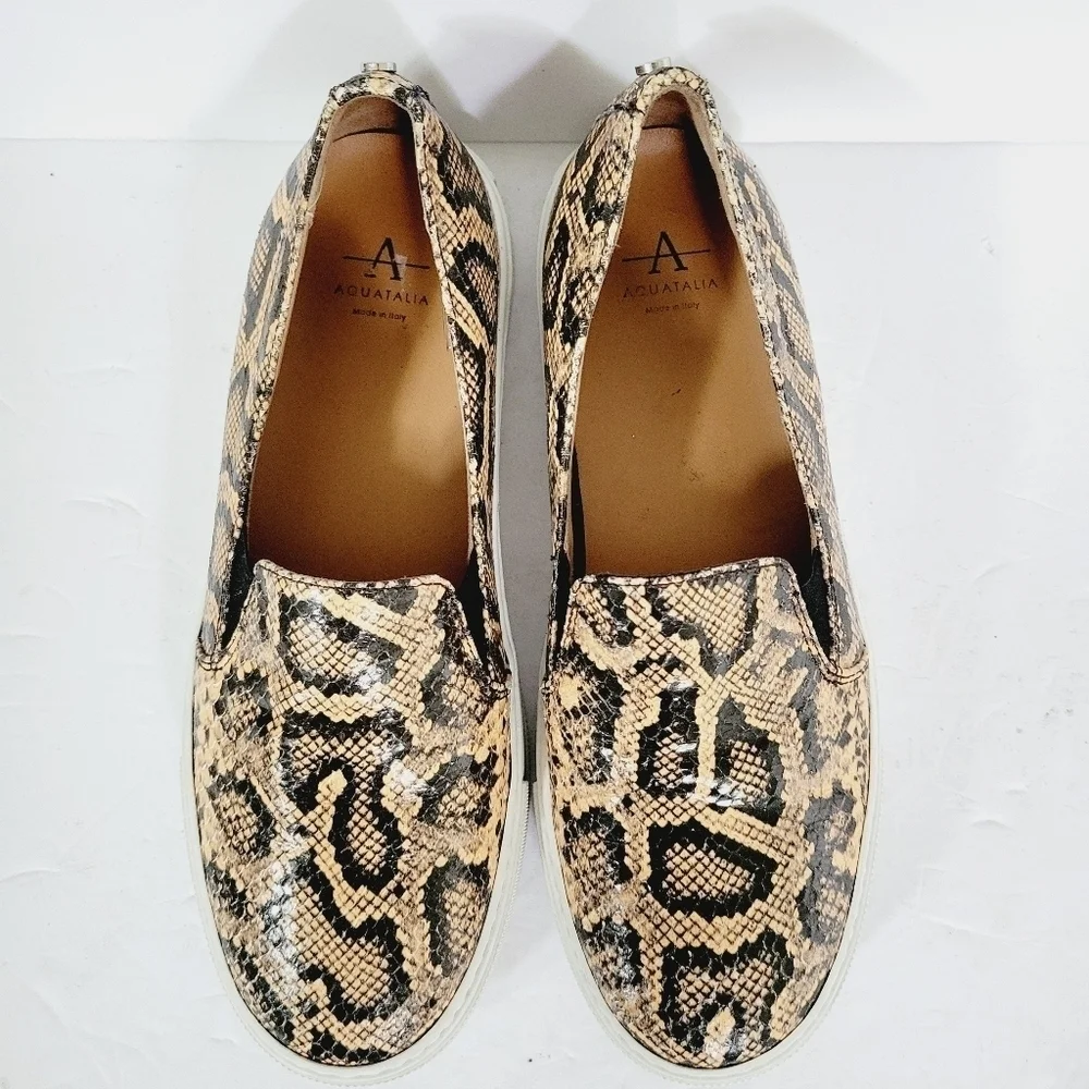 NEW Aquatalia Slip On Loafers Python Leather Snake Shoe Size 7.5